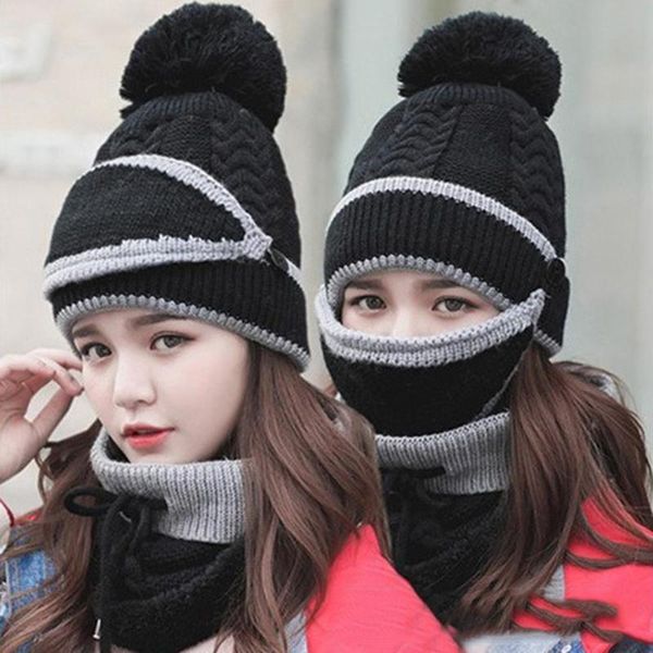 2020 3pcs women winter thicken warm knitted pompom beanie hat cap mask neck scarf set cycling ear protection knitted wool hat, Blue;gray
2020 3pcs women winter thicken warm knitted pompom beanie hat cap mask neck scarf set cycling ear protection knitted wool hat, Blue;gray