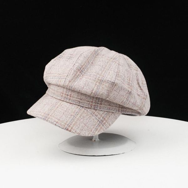 four seasons japanese style plaid beret hat female cute hat female trend octagonal, Blue;gray
four seasons japanese style plaid beret hat female cute hat female trend octagonal, Blue;gray