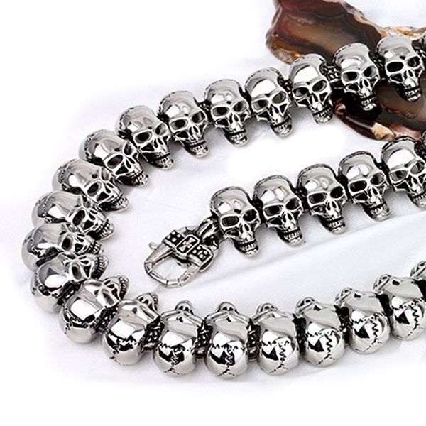 necklace mens skull chain stainless steel retro necklace gothic hip hop punk skeleton fashion jewelry chain on the11, Silver
necklace mens skull chain stainless steel retro necklace gothic hip hop punk skeleton fashion jewelry chain on the11, Silver