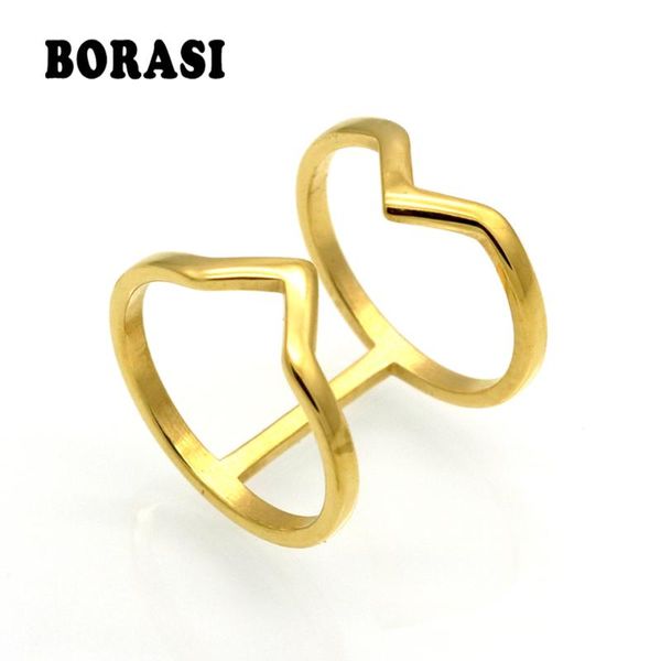 borasi fashion gold-color stainless steel jewelry double v hollow rings bague 18mm wide statement ring for womens anillos, Golden;silver
borasi fashion gold-color stainless steel jewelry double v hollow rings bague 18mm wide statement ring for womens anillos, Golden;silver