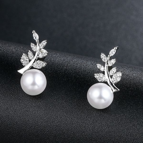 weimanjingdian new arrival leaf and shell pearl cubic zirconia cz crystal dangle earrings for women or bride bridesmaid jewelry, Silver
weimanjingdian new arrival leaf and shell pearl cubic zirconia cz crystal dangle earrings for women or bride bridesmaid jewelry, Silver