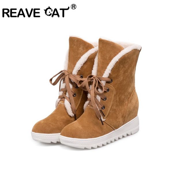 reave cat warm plush women snow boots wedges platform hidden platform boots lace up mid calf ladies australian big size 43, Black
reave cat warm plush women snow boots wedges platform hidden platform boots lace up mid calf ladies australian big size 43, Black
