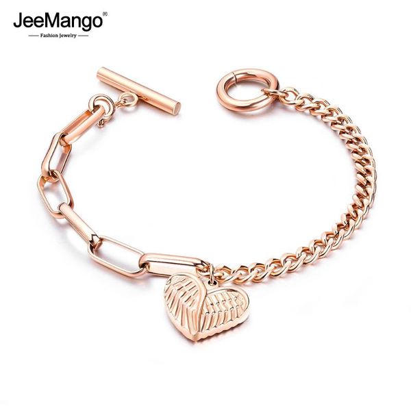 charm bracelets jeemango fashion beautiful love angel stainless steel heart rose gold bracelet jewelry for women jb18102, Golden;silver
charm bracelets jeemango fashion beautiful love angel stainless steel heart rose gold bracelet jewelry for women jb18102, Golden;silver