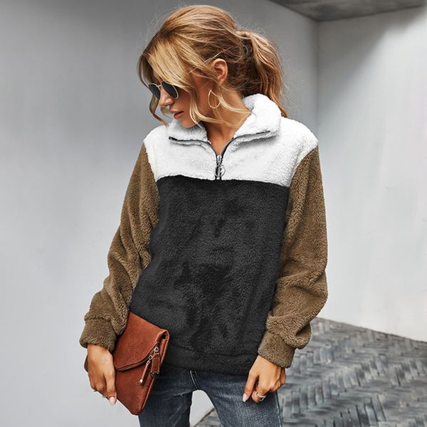 women contrast patchwork plush hoodies new autumn winter lapel long sleeve pullovers loose casual thick warm hoodies female, Black
women contrast patchwork plush hoodies new autumn winter lapel long sleeve pullovers loose casual thick warm hoodies female, Black