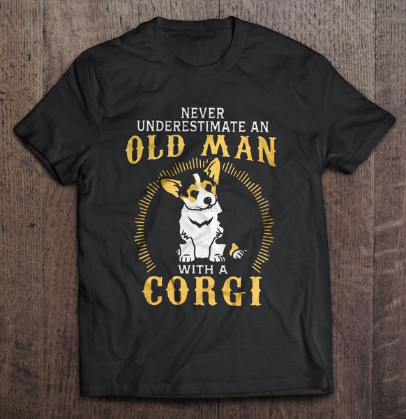 men t shirt never underestimate an old man with a corgi women t-shirt