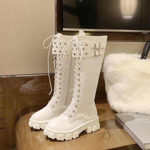 women knee high boots 2020 fashion gothic shoes square heeled black combat boots women front lace up white leather knee
women knee high boots 2020 fashion gothic shoes square heeled black combat boots women front lace up white leather knee