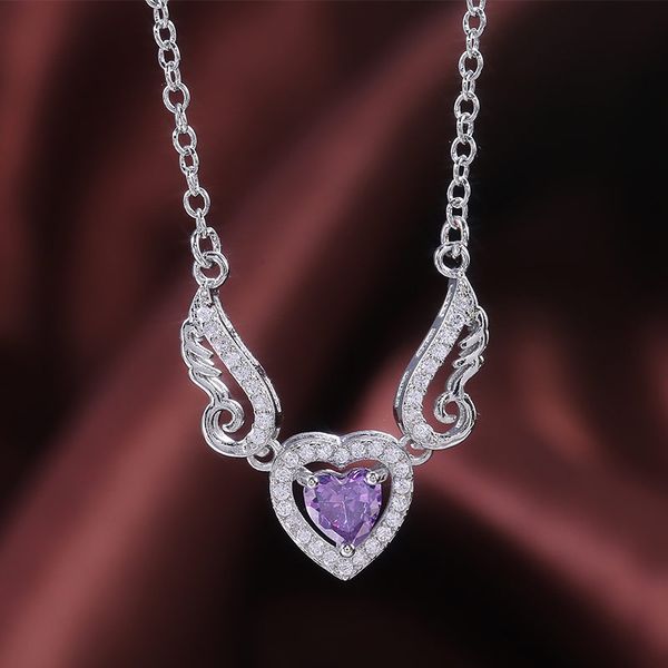 februaryfrost brand classic flying heart pendent women three stone color party gift necklace micro paved cz stone heart wing jewelry, Silver
februaryfrost brand classic flying heart pendent women three stone color party gift necklace micro paved cz stone heart wing jewelry, Silver