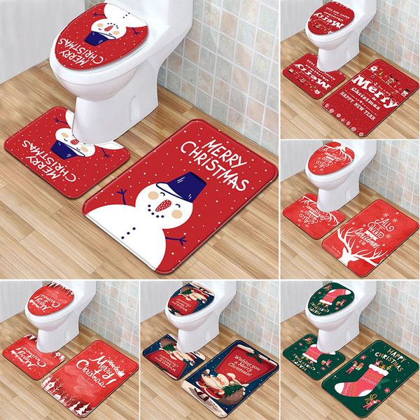 Santa Claus Rug Seat Bathroom Set Merry Christmas Decorations For Home Navidad 2020 Natal Cristmas Party Supplies New Year Gift