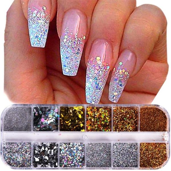 nail glitter 12 grids art powder laser mixed hexagon round sequins 3d diy flakes manicure polish dust, Silver;gold
nail glitter 12 grids art powder laser mixed hexagon round sequins 3d diy flakes manicure polish dust, Silver;gold