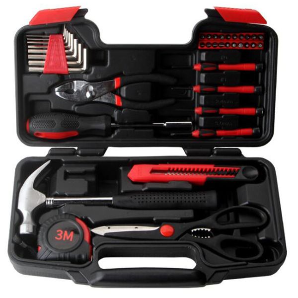 38pcs red women hand tool set general household repair tools kit storage case hammer plier screwdriver accessories
38pcs red women hand tool set general household repair tools kit storage case hammer plier screwdriver accessories
