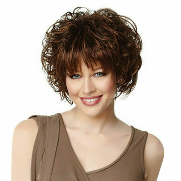 stylish ladies brown short curly wavy wig with bangs pexie bob party cosplay, Black
stylish ladies brown short curly wavy wig with bangs pexie bob party cosplay, Black
