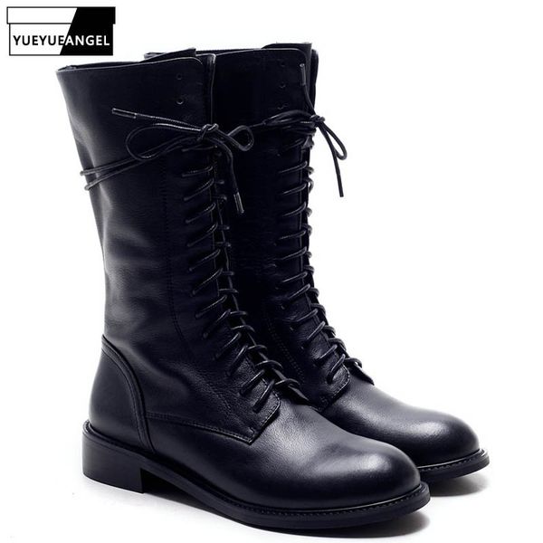 british genuine leather mid-calf boots women brand new vintage lace up block heels black motorcycle boots shoes woman
british genuine leather mid-calf boots women brand new vintage lace up block heels black motorcycle boots shoes woman