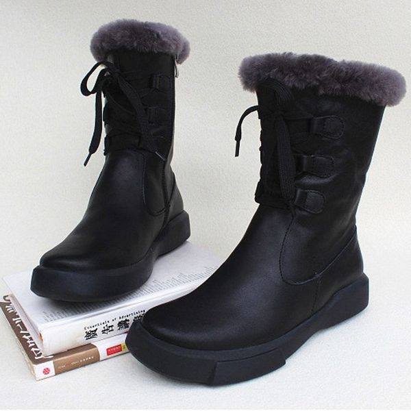 women's winter shoes long boots 100% genuine leather ladies ankle boots 2020 woman snow female fur footwear, Black
women's winter shoes long boots 100% genuine leather ladies ankle boots 2020 woman snow female fur footwear, Black