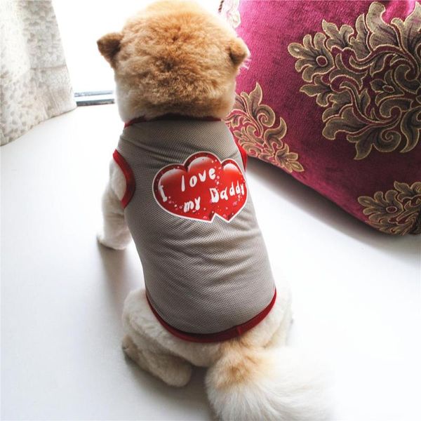 

selling summer dog vest shirt clothes coat pet cat puppy polyester vests i love my daddy mommy clothing for dogs costumes