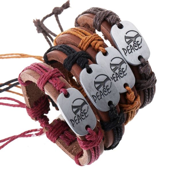 2020 new punk simple handmade braided leather bracelet charm bracelets for man women fashion jewelry accessories, Golden;silver