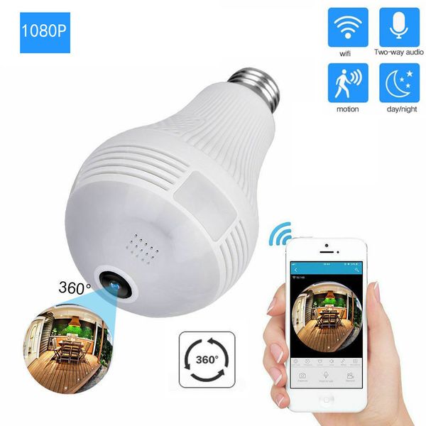 

1080P HD WiFi IP Camera 360° VR Panoramic Fisheye Hidden cam Bulb Light Panoramic Home Security Security WiFi Fisheye Bulb Lamp