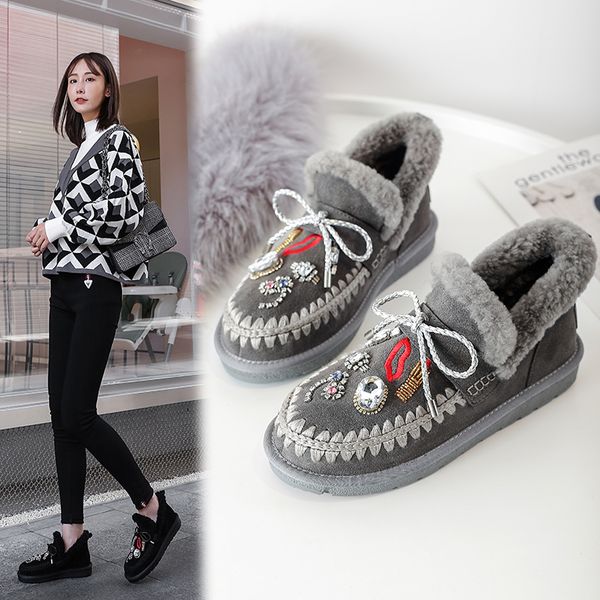 ankle boots women's new winter shoes cow leather crystal bow snow boots women's bottes femme, Black
ankle boots women's new winter shoes cow leather crystal bow snow boots women's bottes femme, Black