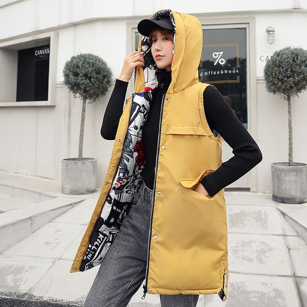 women's vests vest women winter hooded double sides wear jacket long sleeveless womens parkas plus size, Black;white
women's vests vest women winter hooded double sides wear jacket long sleeveless womens parkas plus size, Black;white