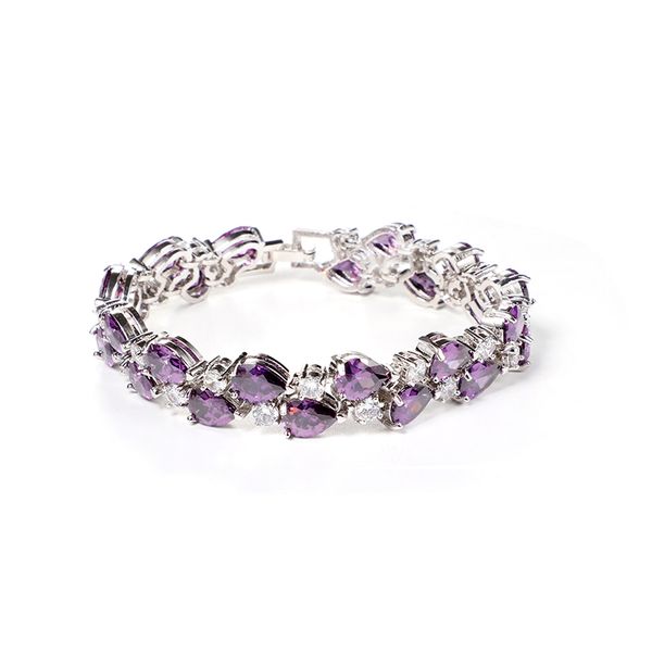 chenglong the mysterious violet drops of water and white round cz party bracelet in rhodium cover, Golden;silver
chenglong the mysterious violet drops of water and white round cz party bracelet in rhodium cover, Golden;silver