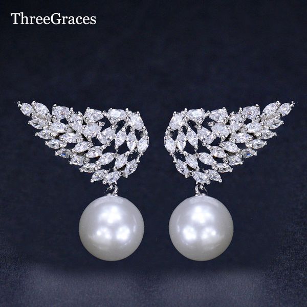dangle & chandelier threegraces fairy flying wing symmetrical design sparkling cubic zirconia pearl drop bridal earrings for wedding er131, Silver
dangle & chandelier threegraces fairy flying wing symmetrical design sparkling cubic zirconia pearl drop bridal earrings for wedding er131, Silver