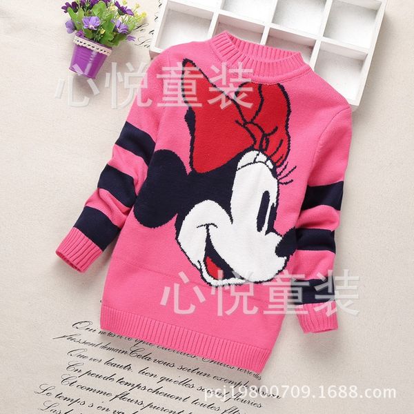 girls sweater cartoon yarn turtleneck sweater girls, Blue