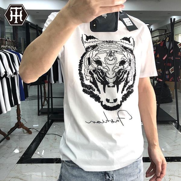2020 thin men's mercerized cotton short sleeve men's fashion brand tiger beads embroidered round neck youth t-shirt men's t, White;black
2020 thin men's mercerized cotton short sleeve men's fashion brand tiger beads embroidered round neck youth t-shirt men's t, White;black