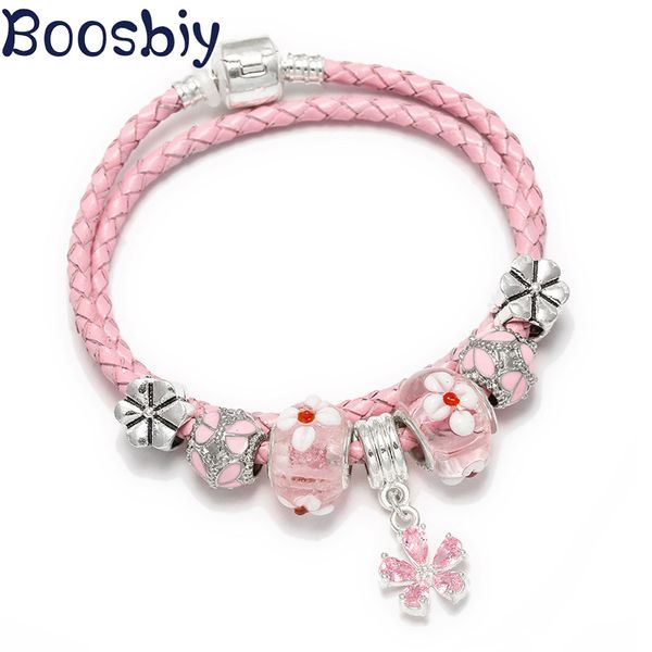 boosbiy leather snake chain charm bracelets with pink flower pendant fashion brand jewelry gift for women, Golden;silver
boosbiy leather snake chain charm bracelets with pink flower pendant fashion brand jewelry gift for women, Golden;silver