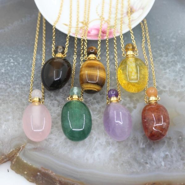 charms smooth nugget natural gems stone perfume bottle pendants plated gold chains,crystal quartz essential oil diffuser vial, Bronze;silver
charms smooth nugget natural gems stone perfume bottle pendants plated gold chains,crystal quartz essential oil diffuser vial, Bronze;silver