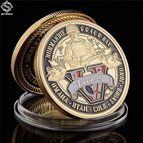1944.6.6 d-day normandy france gold plated coin craft 70th anniversary of landing challenge coins
1944.6.6 d-day normandy france gold plated coin craft 70th anniversary of landing challenge coins