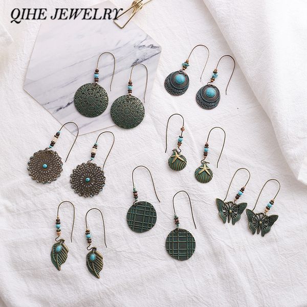 qihe jewelry 7 styles vintage earrings for women green patina earrings round leaf boho copper drop earring boho chic, Silver
qihe jewelry 7 styles vintage earrings for women green patina earrings round leaf boho copper drop earring boho chic, Silver