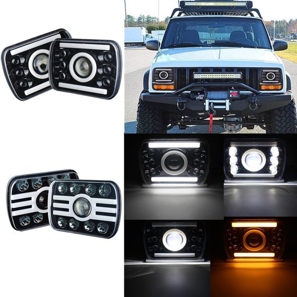 2pcs 7x6" 5x7 дюймов led фара squar с привет / low beam white drl амбер сигнала поворота лампы led автомобиля свет для jk грузовик
2pcs 7x6" 5x7 дюймов led фара squar с привет / low beam white drl амбер сигнала поворота лампы led автомобиля свет для jk грузовик