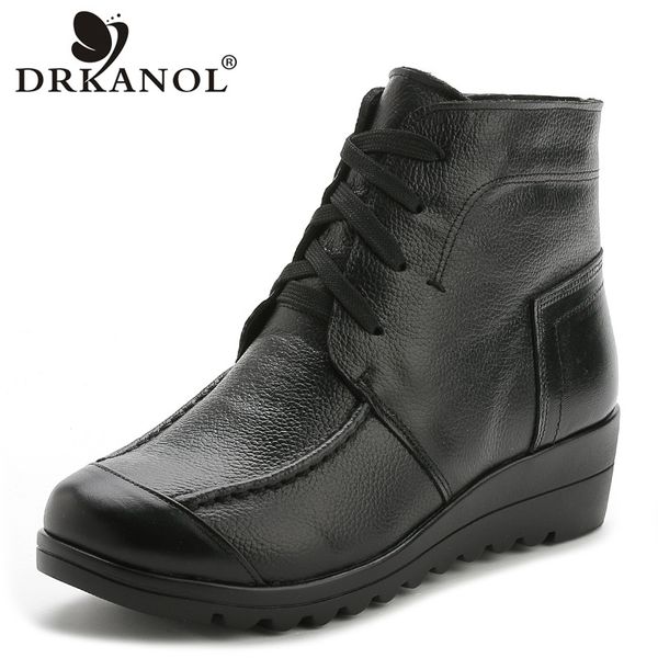 boots drkanol classic genuine leather thick plush women snow lace up zip round toe winter warm ankle low wedge shoes, Black
boots drkanol classic genuine leather thick plush women snow lace up zip round toe winter warm ankle low wedge shoes, Black