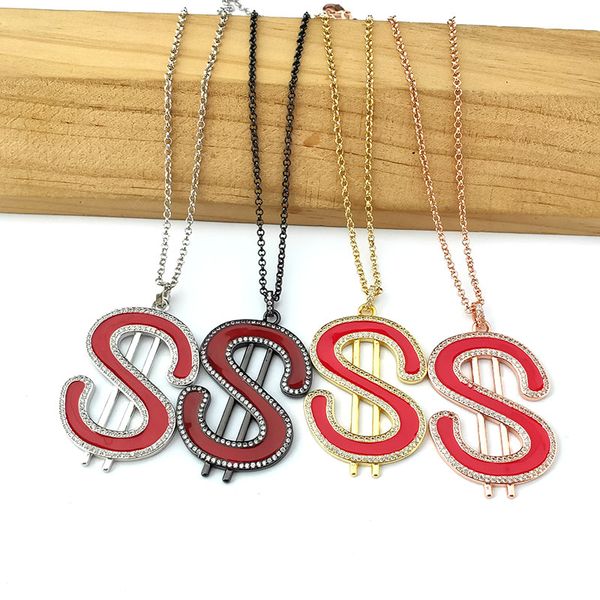 4strands new arrival jewelry supplies enamel red charm cz pave big dollar pendant necklace for women xmas gift 486, Silver
4strands new arrival jewelry supplies enamel red charm cz pave big dollar pendant necklace for women xmas gift 486, Silver