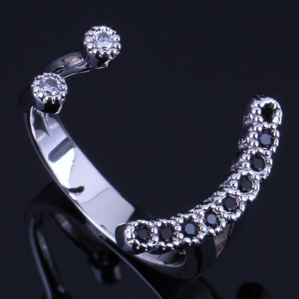 cluster rings distinctive smile black cubic zirconia white cz silver plated open ring v0663, Golden;silver
cluster rings distinctive smile black cubic zirconia white cz silver plated open ring v0663, Golden;silver