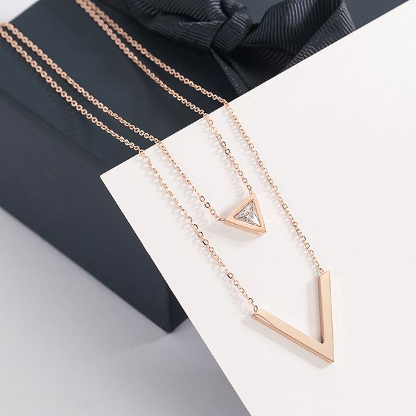 yun ruo 2020 new arrival rose gold color elegant v shape crystal pendant necklace fashion titanium steel woman jewelry not fade, Silver
yun ruo 2020 new arrival rose gold color elegant v shape crystal pendant necklace fashion titanium steel woman jewelry not fade, Silver
