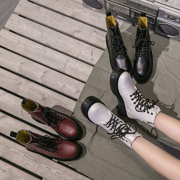winter motorcycle women ankle snow boot soft leather wedges rubber platform lace up punk military ladies shoes botas mujer, Black
winter motorcycle women ankle snow boot soft leather wedges rubber platform lace up punk military ladies shoes botas mujer, Black