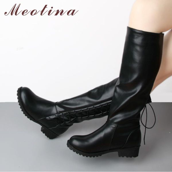 meotina 2020 winter boots women lace up med heels boots knee high round toe fashion ladies autumn footwear beige brown, Black
meotina 2020 winter boots women lace up med heels boots knee high round toe fashion ladies autumn footwear beige brown, Black