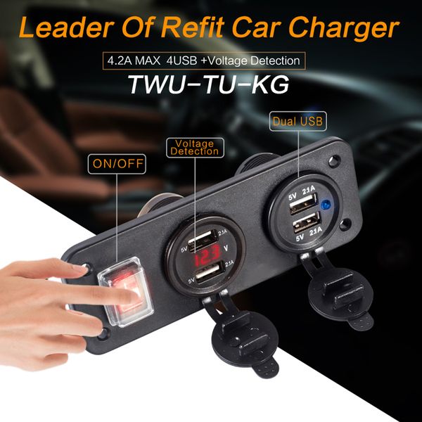 12v to 5v fast usb socket panel mount outlet with usb car charger 4 port para carro with voltage display on/off
12v to 5v fast usb socket panel mount outlet with usb car charger 4 port para carro with voltage display on/off