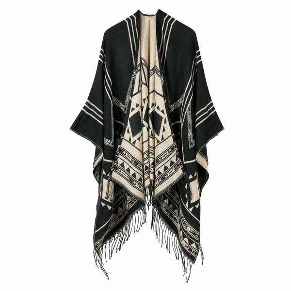 2020 autumn and winter european and american new women's geometric angle of obliquity split long tassel cashmere cape cape, Blue;gray
2020 autumn and winter european and american new women's geometric angle of obliquity split long tassel cashmere cape cape, Blue;gray
