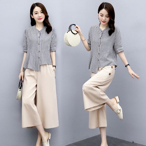 fashion cotton wide leg pants and linen wide leg pants suit women's 2020 summer new chinese style western style slimming linen casual t, Gray
fashion cotton wide leg pants and linen wide leg pants suit women's 2020 summer new chinese style western style slimming linen casual t, Gray