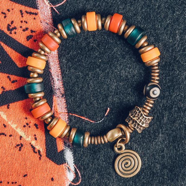 azure stone coloured glaze beads strand bracelet hand beaten copper charm evil eyes chakra healing protective jewelry, Black
azure stone coloured glaze beads strand bracelet hand beaten copper charm evil eyes chakra healing protective jewelry, Black