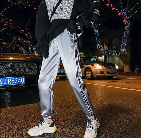men's pants men big pocket satin highlight harem women glossy sport ribbon trousers bf harajuku joggers women's sports, Black
men's pants men big pocket satin highlight harem women glossy sport ribbon trousers bf harajuku joggers women's sports, Black