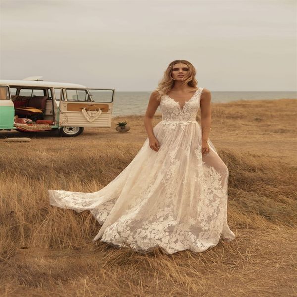 gorgeous a-line wedding dresses v-neck sleeveless bohemia beach bridal gown boho chic custom made appliqued lace vestidos de novia, White
gorgeous a-line wedding dresses v-neck sleeveless bohemia beach bridal gown boho chic custom made appliqued lace vestidos de novia, White