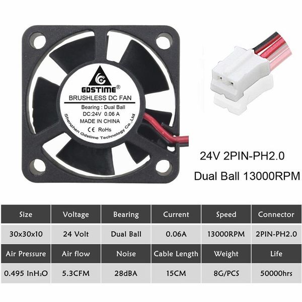fans & cooling 2pcs gdstime dual ball bearing dc 24 12v 5v 3cm 30mm 30x30x10mm 3010 brushless mini cooler cooling fan
fans & cooling 2pcs gdstime dual ball bearing dc 24 12v 5v 3cm 30mm 30x30x10mm 3010 brushless mini cooler cooling fan