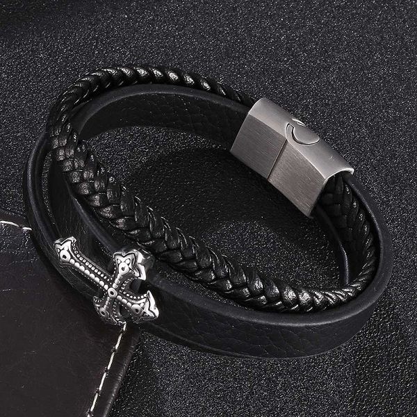 creative multi-layer black leather bracelet men cross vintage jewelry magnetic buckle wrist band wholesale st0442, Golden;silver
creative multi-layer black leather bracelet men cross vintage jewelry magnetic buckle wrist band wholesale st0442, Golden;silver