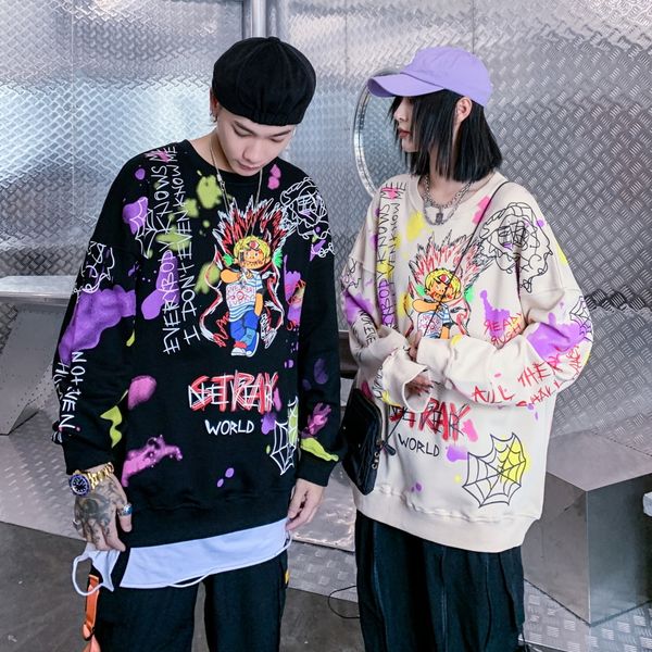 couples wear hoodies sweatshirts high street round neck hip-hop style oversize men women graffiti sports and leisure, Black
couples wear hoodies sweatshirts high street round neck hip-hop style oversize men women graffiti sports and leisure, Black