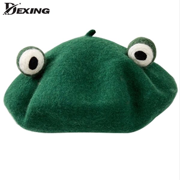 new autumn winter wool beret women handmade cute funny frog berets ladies cute eyes designer cap, Blue;gray
new autumn winter wool beret women handmade cute funny frog berets ladies cute eyes designer cap, Blue;gray