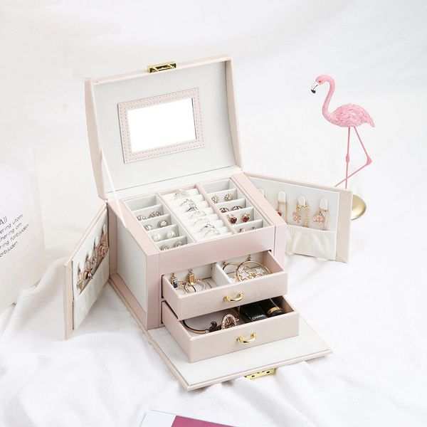 large capacity jewelry box storage pu leather necklace ring earring organizer drawers jewellery packaging display gift case, Pink;blue
large capacity jewelry box storage pu leather necklace ring earring organizer drawers jewellery packaging display gift case, Pink;blue