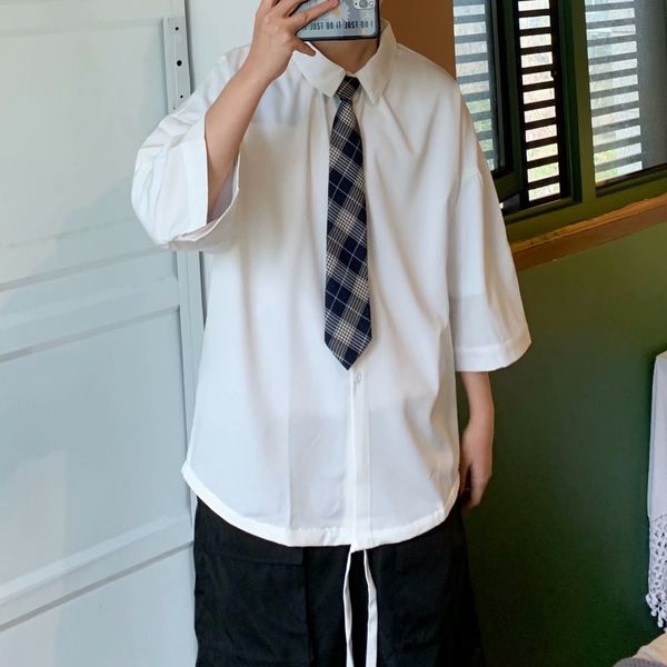 cropped sleeve spring and summer outer shirt men's short sleeve handsome korean style loose thin strap coatcoat coat qzi95, Blue
cropped sleeve spring and summer outer shirt men's short sleeve handsome korean style loose thin strap coatcoat coat qzi95, Blue