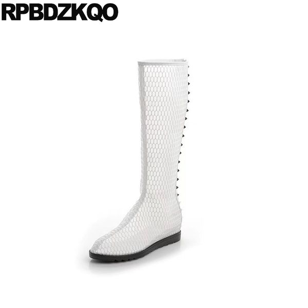 white flat boots shoes women 2020 rivet mesh designer round toe cut out stud summer sandals knee high cutout long, Black
white flat boots shoes women 2020 rivet mesh designer round toe cut out stud summer sandals knee high cutout long, Black
